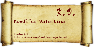 Kovács Valentina névjegykártya